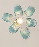 Lustre en verre de Murano au design italien moderne, bleu clair, LED haute luminosité pour chambre à coucher, salon, escalier