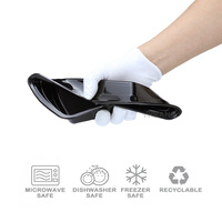 Conteneur alimentaire rectangulaire noir en PP injecté, micro-ondable, pour plats à emporter, 16oz, 24oz, 32oz, 38oz, 48oz