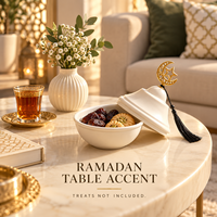 Décoration de l'Aïd Ramadan, Cadeau islamique, Centre de table, Bol à bonbons, Contenant à friandises, Plat à collation avec couvercle, Décoration en forme de croissant de lune et étoile avec pompon