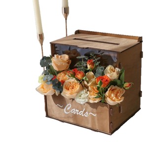 Wooden Wedding Card <b>Box</b> 25x20x24.5cm Rectangle Slot Gift <b>Box</b> For Cards <b>Party</b> Use - Product Image 5