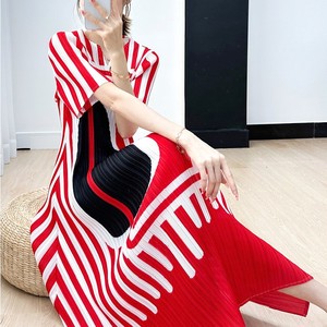 2023 Miyake <strong>Zebra</strong> Pattern <strong>Printing</strong> Dress Summer Boho Casual Short Sleeve Long Maxi Evening Party Dress - Product Image 1