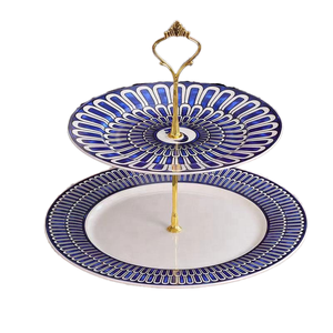 LovingHome 1Pcs Ceramic Plant Pattern Dessert <strong>Fruit</strong> Holder Serving Tier Dish Tray Wedding Cup Cake Stand Plate Set - Product Image 1