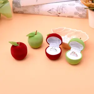 Summer cool red apple ring earrings box factory direct jewelry box packaging velvet jewelry box packaging jewelry