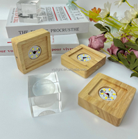 Support de lampe LED en bois massif de noyer noir, lumière chaude, base lumineuse, interrupteur tactile, pour aquarium en cristal, veilleuse