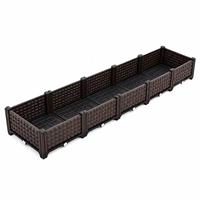 Jardinière carrée auto-arrosante en PP durable, design contemporain et Japandi, écologique, pour jardins, 200x40x22cm