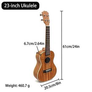 Ukelele Premium de Concierto de 23 Pulgadas, Madera de Caoba Sólida, 4 Cuerdas, con Diapasón de Palisandro y Cuerdas de Nailon para Principiantes - Product Image 4