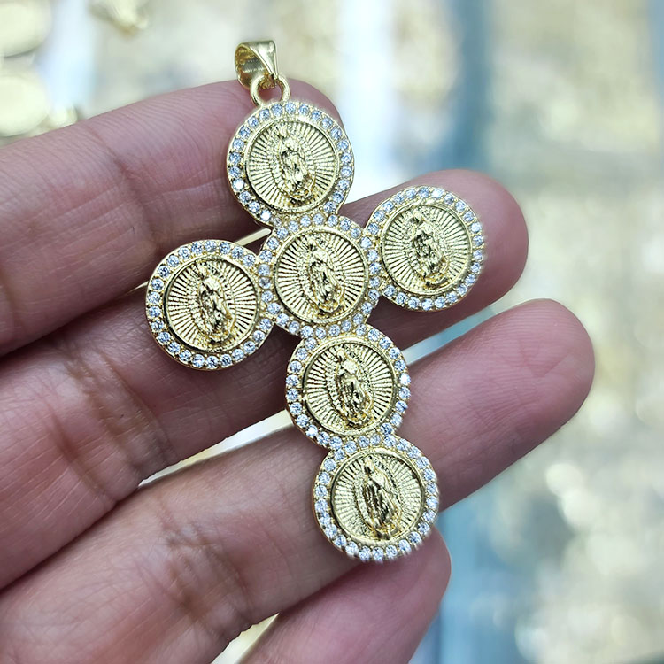 CZ8810 18k Gold Plated CZ Saint Jude San Judas Tadeo Pendants