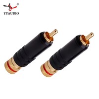 Connecteurs RCA mâles HIFI DIY Noir Cuivre Pur Placage 24K Or Vidéo Audio
