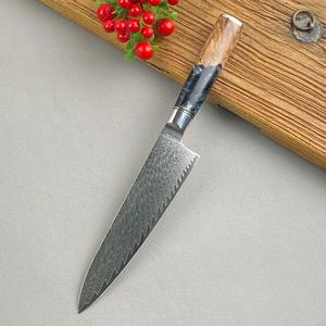 Cuchillo de Chef Ambidiestro de Acero Damasco Vg10 de 67 Capas, Pulido, Sostenible, Hoja de 9.8cm, Grosor de 3.0mm, Mango de Resina Negra - Product Image 2
