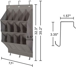 Over the Door <b>Shoe</b> Organizer Hanging <b>Shoe</b> Organizer Wall <b>Shoe</b> Organizer Grey 12-Pocket - Product Image 3