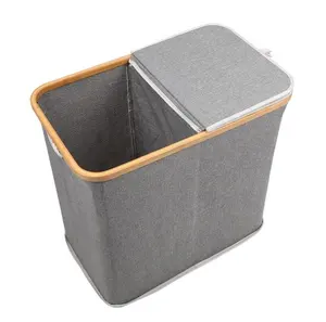 90L Square Storage Bin Bag Großer Korb Faltbare Kleidung Spielzeug korb Eimer Organizer Bambus Schmutziger Wäsche korb