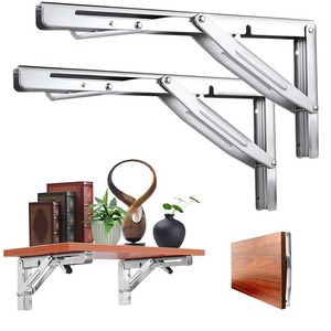 Support d'étagère pliable en acier inoxydable, support mural, support de rangement robuste pour cuisine, salle de bain, bureau - Product Image 1
