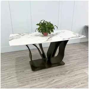 Modern Sonte Top and Metal Legs 8 Seats Kitchen Dining Room Table for Sale