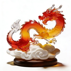 รูปปั้นมังกรเรซินคริสตัลใสนำโชคมาเป็นมงคลอาชีพถอดออก - Product Image 1