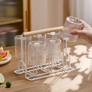 Égouttoir à verres pour salon, support de séchage pour tasses et verres à vin avec plateau de drainage - Product Image 4