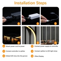 Bande LED linéaire flexible en silicone noir 13x13mm, éclairage caché pliable pour mur acoustique en bois intérieur, blanc chaud 3000K