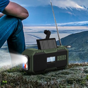 Radio solaire portable avec manivelle, DAB+, FM, AM, haut-parleur Bluetooth, écran LED, radio d'urgence pour l'extérieur - Product Image 1