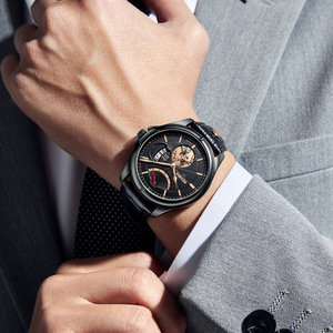 Orologio da Uomo Casual Sportivo, Orologio al Quarzo alla Moda con Cinturino in Pelle, Lusso di Alta Gamma, Impermeabile, con Luce Notturna e Data - Product Image 4