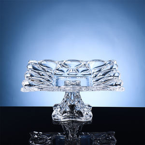 37.8cm hollow flower square shape with base Decoration Wedding crystal glass Candy Storage Container Glass Candy fruit bowl - Product Image 1