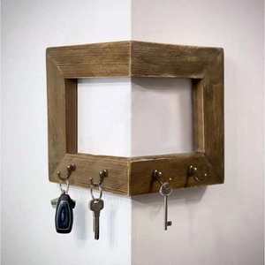Solid Wood Wall Mounted Corner Rack Square <b>Key</b> Coat Hook Entryway Bedroom Simple <b>Hanger</b> Durable No Drilling Required - Product Image 1