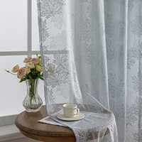 Voilages transparents en polyester jacquard à feuilles séchées, à œillets, style européen, pour fenêtre plate de salon