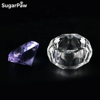 Mignon récipient en verre acrylique transparent avec couvercle en diamant, utilisé pour les fournitures pour ongles