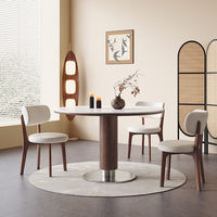 Table à manger ovale moderne de luxe, assemblée, écologique, durable, avec plateau en pierre frittée blanche, bois massif, personnalisable