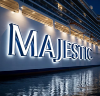 Enseigne lumineuse LED de luxe en acier inoxydable de qualité marine, lettres pour yacht, nom de bateau illuminé pour la décoration du pont de navire de croisière