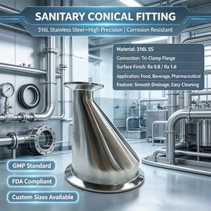 <span class=keywords><strong>KEJ</strong></span> Funnel conique sanitaire en acier inoxydable moulé, raccord de refroidissement à bride pour CVC, réfrigération, alimentation et pharmaceutique - Product Image 1