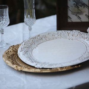 Banquet d'hôtel européen en gros plaque de chargeur vintage or 13 pouces chargeur en plastique pour assiettes - Product Image 4