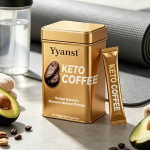 Café Keto Instantané Herbal Nourish Restore Énergie Naturelle Produits OEM Vente en Gros 10g*10 Sachets Boîte Métallique Dorée - Product Image 4