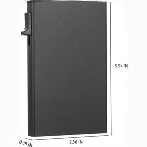 Portefeuille en aluminium fin de 3,94 pouces avec logo personnalisé, porte-cartes de crédit automatique à ouverture rapide, organisateur de monnaie compact et minimaliste, étui à cartes - Product Image 2