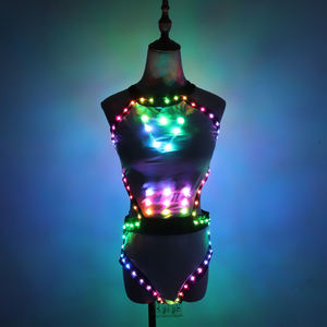 Traje de Baile Sexy con Luces LED de Colores para Actuaciones en Bares, Discotecas, Clubes, Vestidos de Cantante <span class=keywords><strong>GOGO</strong></span>, Incluye Falda, <span class=keywords><strong>Discoteca</strong></span> GO GO - Product Image 3