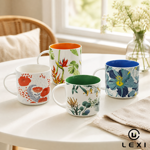 Ensemble de tasses en céramique à motif botanique tropical, Monstera, Hibiscus, Fleur de <span class=keywords><strong>paradis</strong></span>, intérieur coloré, tasses à café et à thé, cadeau - Product Image 1