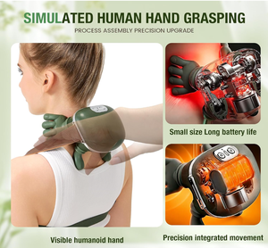 Hand Shape Neck Shoulder Massager Wearable Shiatsu Massage Device <b>USB</b> Rechargeable Lithium Battery <b>Heat</b> Therapy Relaxation Tool - Product Image 5