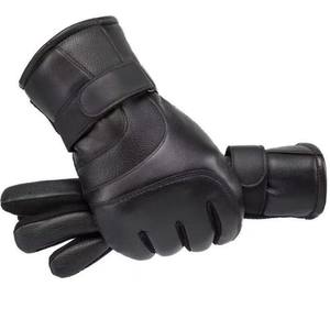 Guantes de Cuero para Hombre, Completos, Negros, Talla Única, Impermeables, Resistentes al Viento, Forrados de Felpa, con Pantalla Táctil - Product Image 2