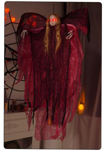 Décoration Suspendue Sorcière d'Halloween, Lumineuse et Activée par la Voix, Effrayante, Ange Fantôme Rouge, Accessoires Sinistres pour Fête à la Maison - Product Image 6