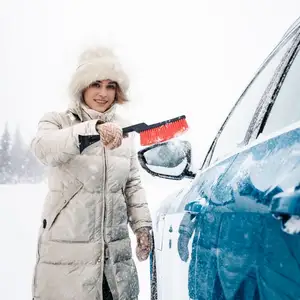 Inclement Weather Car Extendable Windshield Ice Scraper And Snow Brush Head Detachable Snow Removal Tool