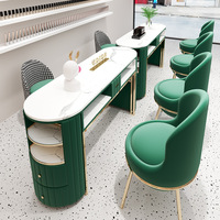 Table de Manucure Professionnelle Moderne Rose pour Bar à Ongles, Poste de Technicien de Salon de Beauté pour Ongles en Gel