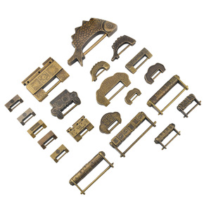 19 Mini Antique Style Padlocks Chinese Design Copper <b>Box</b> <b>Locks</b> Rectangular Shape Home Use Single Lever Mechanism - Product Image 5