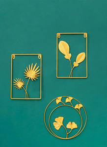 Decorazione parete pezzi interni di lusso Display <span class=keywords><strong>casa</strong></span> d'oro in ferro battuto cornice Meta da parete arte foglia appesa decorazione per la <span class=keywords><strong>casa</strong></span> - Product Image 6