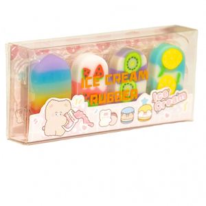Lot de 4 gommes fantaisie en forme de crème glacée pour l'été – Fournitures scolaires mignonnes et kawaii pour enfants et étudiants - Product Image 1