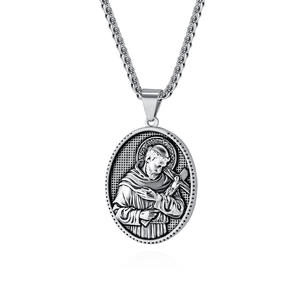 Collier pendentif religieux chrétien en acier inoxydable avec pièce de monnaie en or 18 carats, Vierge <span class=keywords><strong>Marie</strong></span> <span class=keywords><strong>Jésus</strong></span>, pour l'anniversaire des femmes - Product Image 1