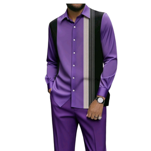 Camisa Casual de <span class=keywords><strong>Hombre</strong></span> con Estampado Digital 3D, Rayas y Pedrería para Otoño/Invierno, Estilo Europeo Americano, en Stock - Product Image 6