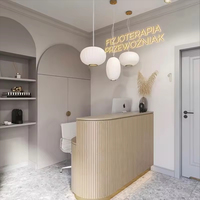 Bureau de réception moderne en bois multicolore de petite taille pour hôpital, spa, usage commercial ou de bureau