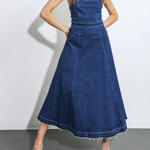 Nuevo Vestido de Mezclilla de Verano de Alta Calidad, Estilo Noble sin Tirantes, Lavado Sexy y Elegante, Vestidos Largos de Jeans - Product Image 2