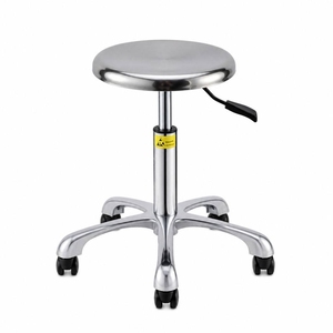 <span class=keywords><strong>Tabouret</strong></span> de laboratoire en acier inoxydable avec patins et anneau de repose-pieds pour poste de travail d'hôpital, de <span class=keywords><strong>pharmacie</strong></span> ou de laboratoire - Product Image 2