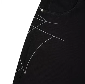 Jeans de Algodón para Hombre, Estilo Chino, Cintura Media, Ecológicos, con Cinturón Cruzado, Corte Recto, Lavado Desgastado - Product Image 5
