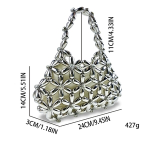 Neue Vintage <span class=keywords><strong>Sumka</strong></span> s Biserom Offene Perlenbesetzte Handgewebte Blumen-Umhängetasche Handtasche Geschenk Berühmtes Design Damen Luxus Sommer-Tasche - Product Image 5