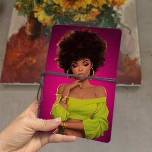 Stile retrò bellissimo taccuino A6 grande come regalo Festival calligrafia nota che prende con la donna Afro Hair Hoop orecchini Br - Product Image 1